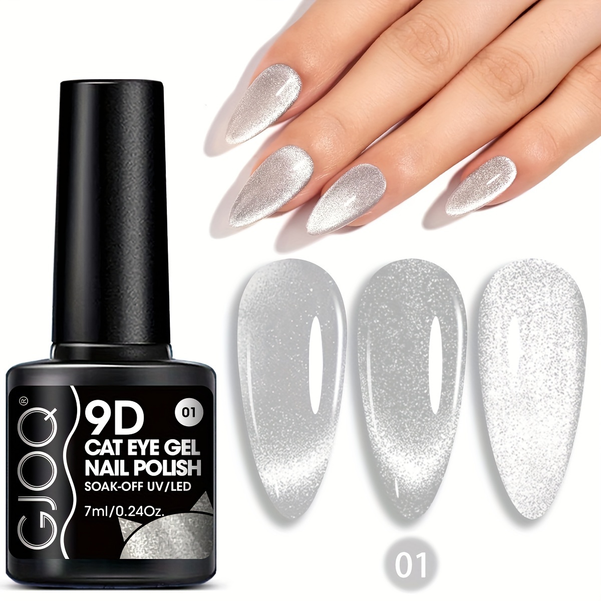 Image of Glitter Mirror Porcelain White Cat Eye Gel Polish Magnetic Effect Gel Nail Polish Soak Off Led Nail Polish For Nail Art