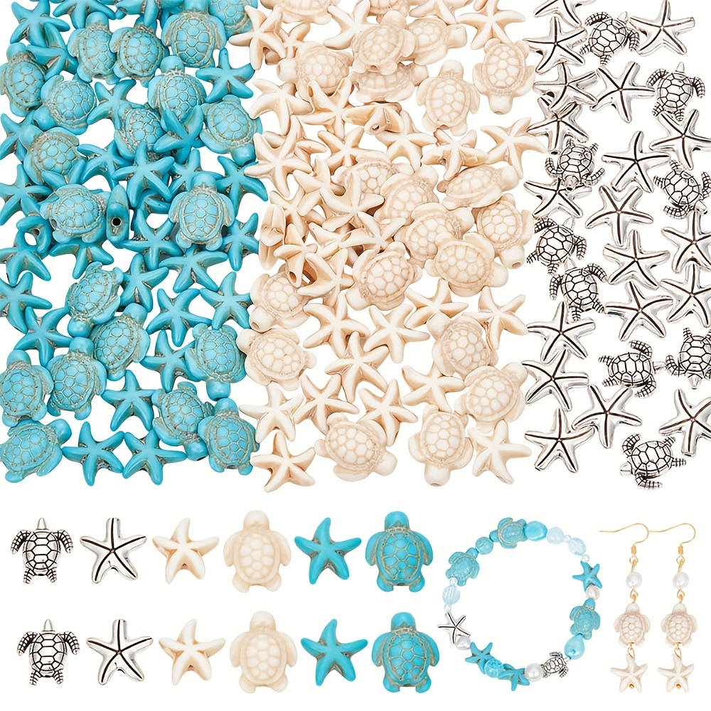 

20/40pcs Adorable Ocean Themed Turtle Starfish Turquoise Beads For Jewelry Making Perfect Diy Bracelet Necklace Earrings Summer Vacation Holidays Parties Gifts Accessories