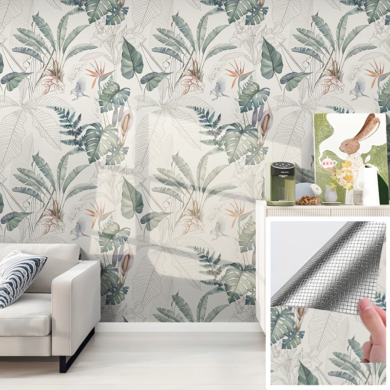 Image of Flower And Bird Wallpaper Self-adhesive Toilet, Bathroom, Bedroom , Waterproof Kitchen Partition Wall Sticker Wallpaper