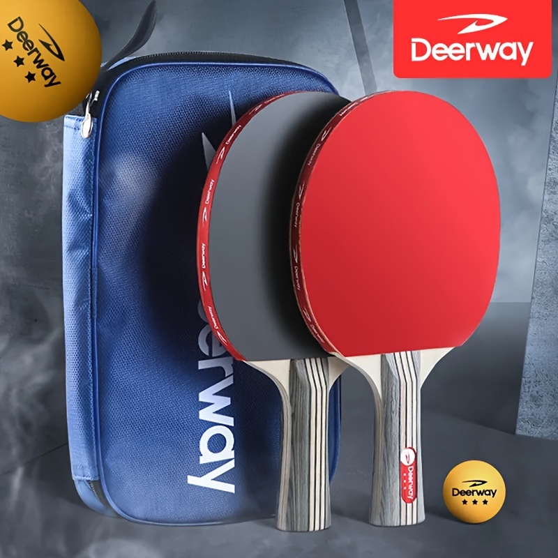 

Deerway Professional Table Tennis Paddle Set - 2 Pack 3-star Premium Pong Rackets, Double-sided Rubber Blades, Pu Material, Includes Carry Case And 3 High-performance Balls