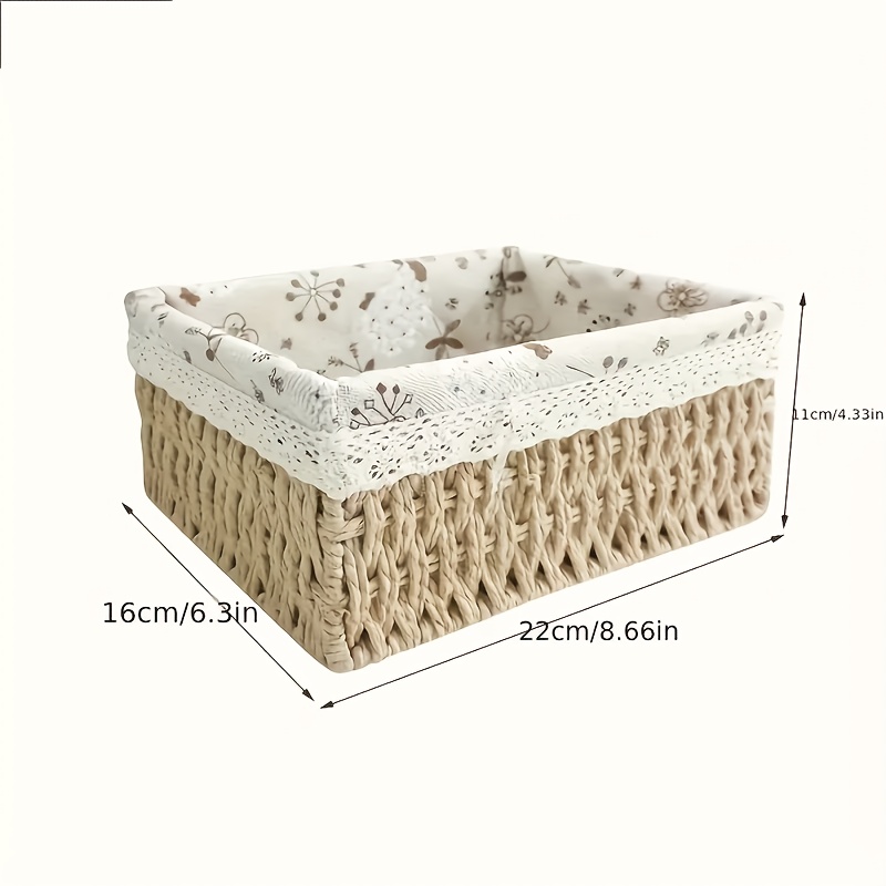 3pcs   woven storage basket with lace accents desktop fabric storage living room rattan storage basket Product details 6
