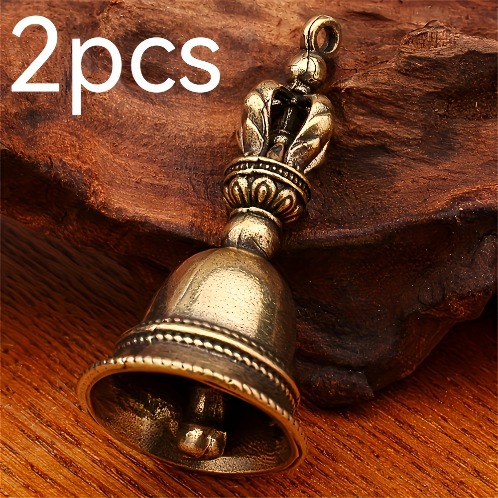 E-shop 2 Vintage Messing Handglocken Anhänger, Tragbarer Klassischer Stil, Spirituelles Amulett, Schlüsselanhänger Ornamente