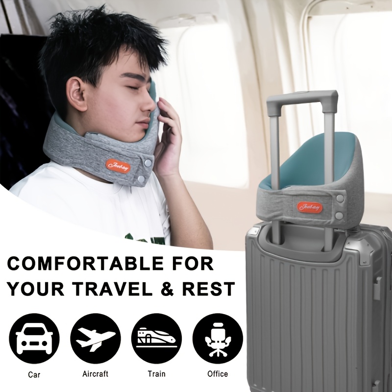 360 degree head support neck pillow adjustable lightweight breathable for airplane office and car travel   eye mask and earplugs travel   adjustable neck pillow breathable fabric