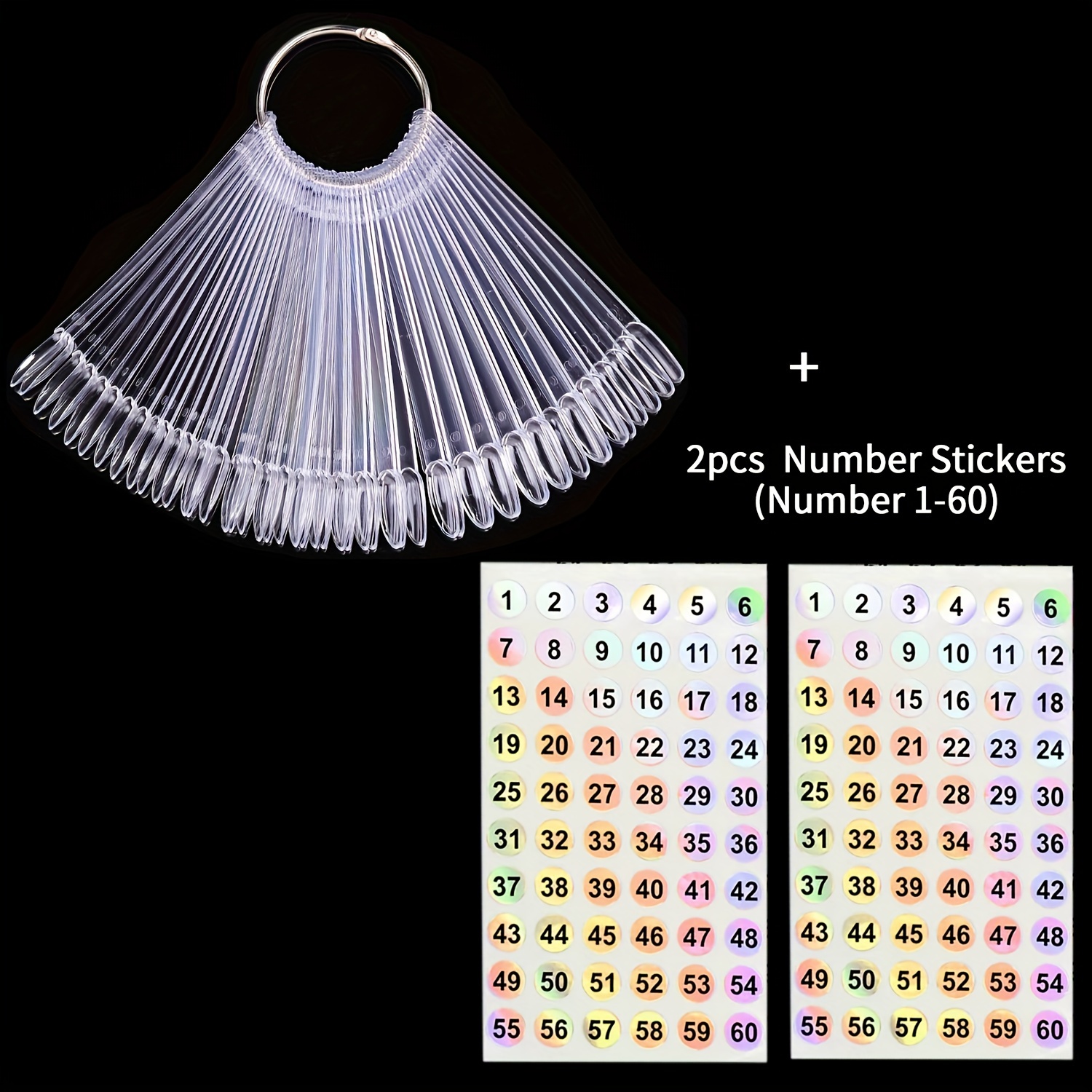 TEMU 50 Pcs Nail Sticks With Ring - Nail Art Practice Samples, Nail Color Display For Gel Polish, Includes Waterproof Number Stickers Labels, Unscented
