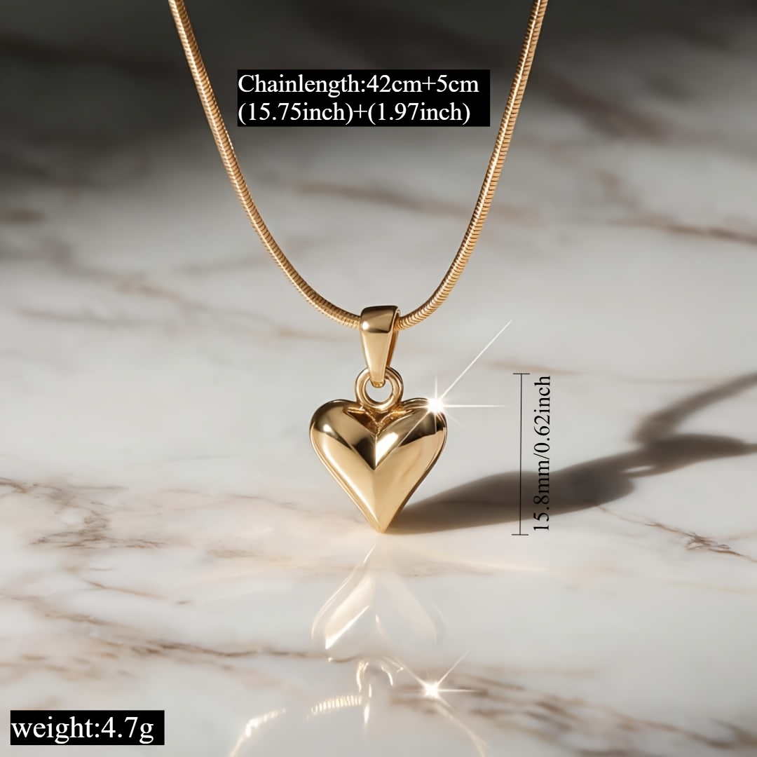 Women's Gold-Plated Heart Necklace, Minimalist Elegant Design