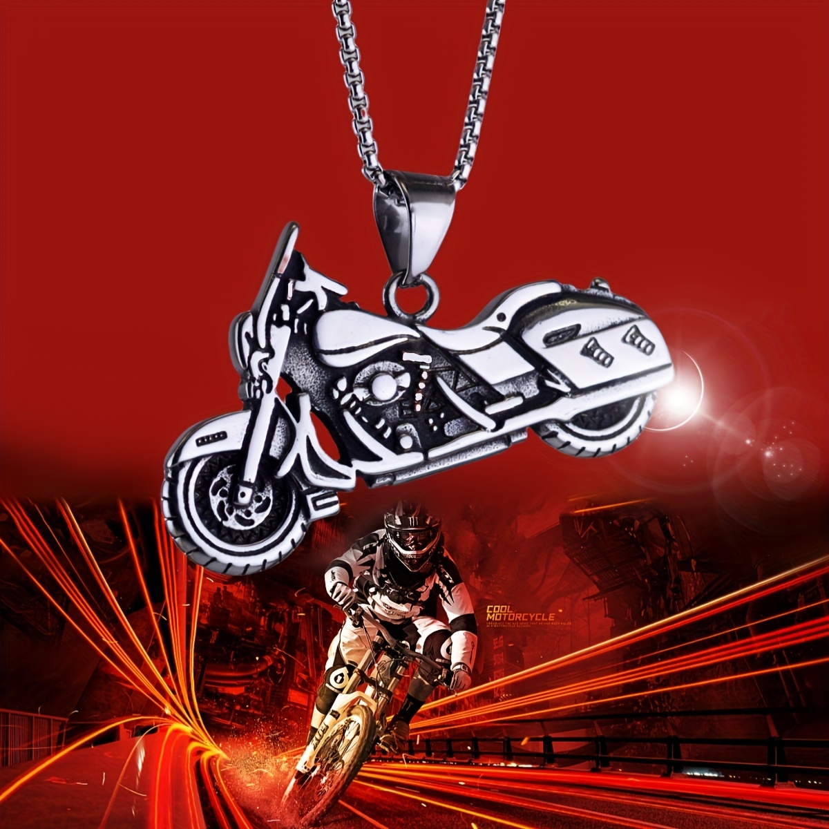 summer punk motorcycle pendant necklace men women unisex