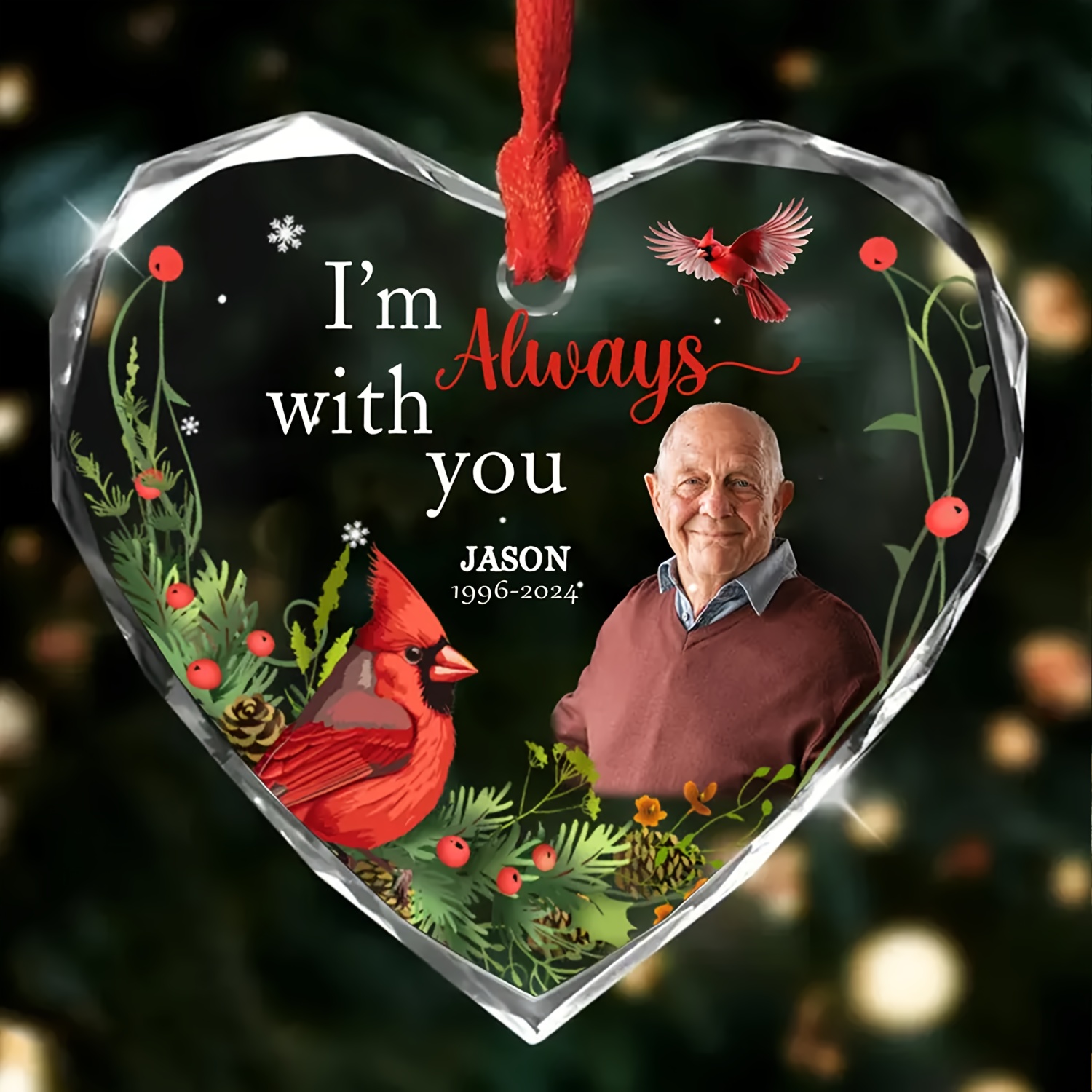 

1pc Personalized Memorial Keepsake, Custom Christmas Ornament, "i'm " For Father Loss, Holiday Decoration Without Electricity