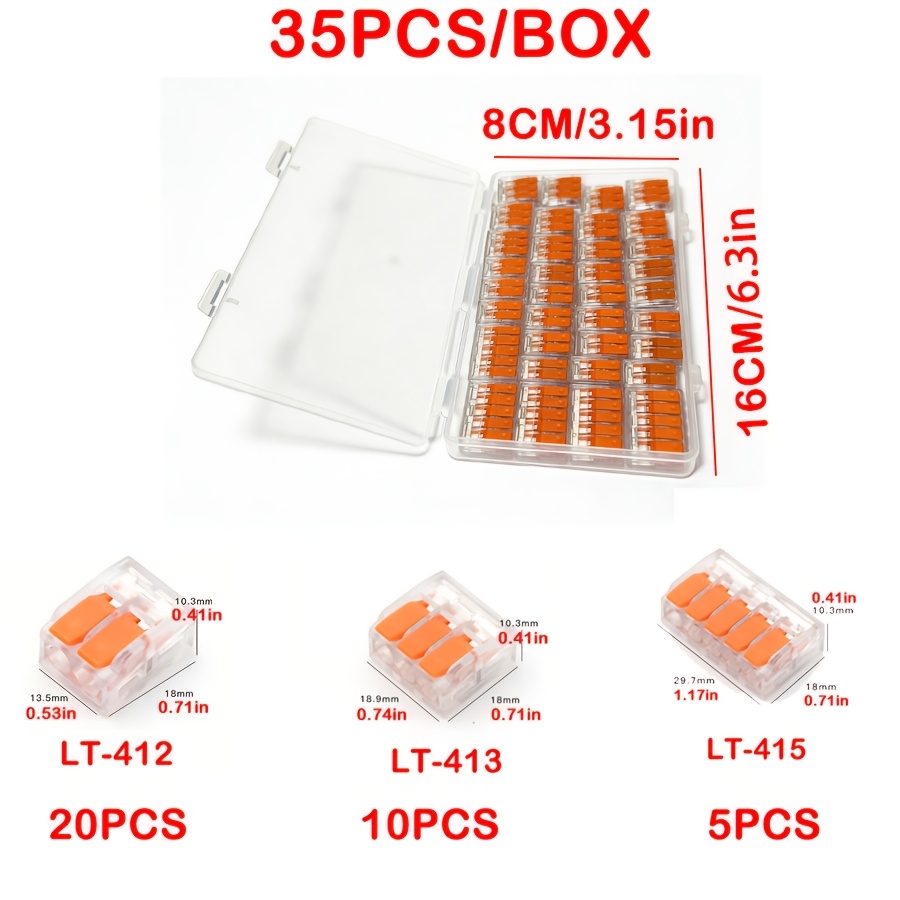 E-shop 35-tlg. Draht-Schnellverbinder, -Typ DIY-Drahtverbinder für 28-12 AWG, 2/3/5-polige Steck-Anschlüsse, elektrische Anschlussleisten,