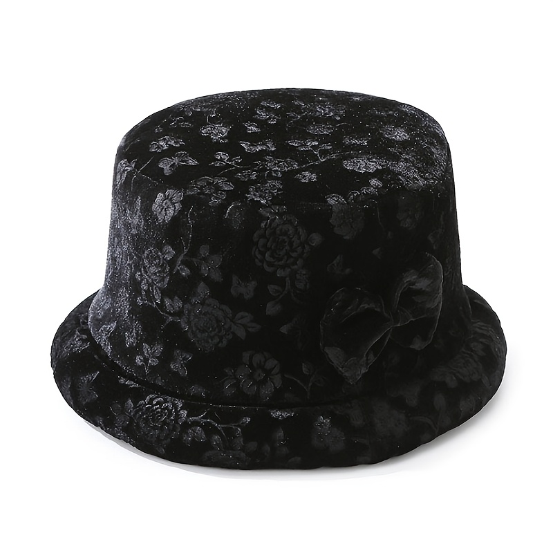 

Chapeau Bob en Polyester Imprimé Floral Élégant pour Femme - d'Hiver Doublé de Velours avec Fermeture à Nœud, Léger, Tissé, Non Extensible, Cadeau Idéal pour des Mères, au Chaud et au Froid