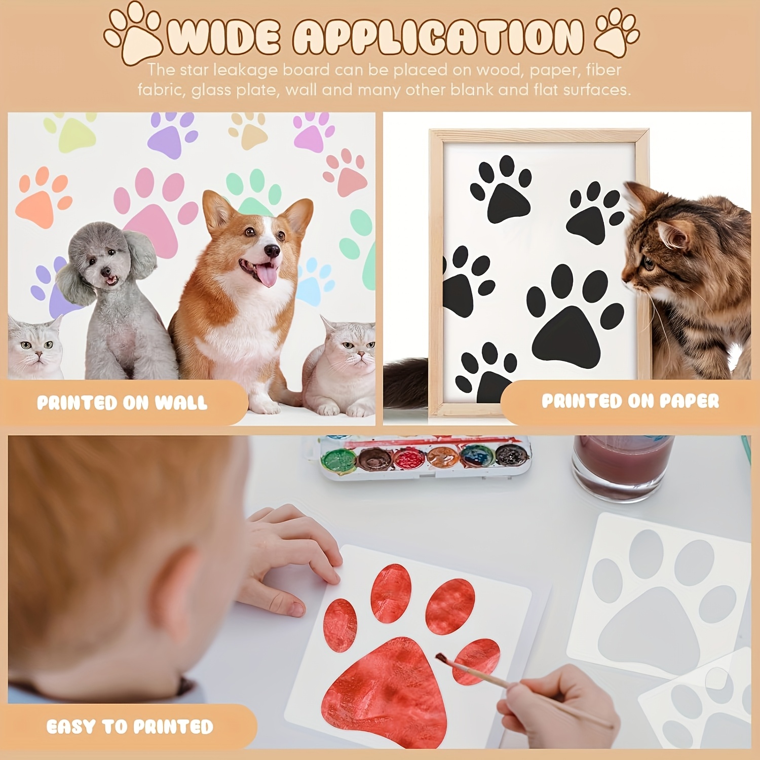 paw stencil 8pcs large dog paw stencil painting cute bear Temu