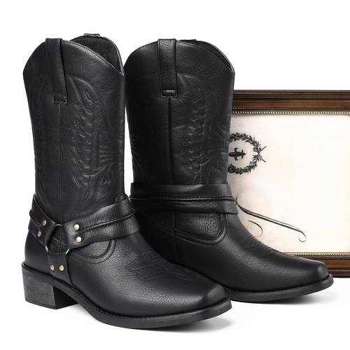 mens cowboy boots affordable and comfortable boots with rubber soles solid color prints and easy