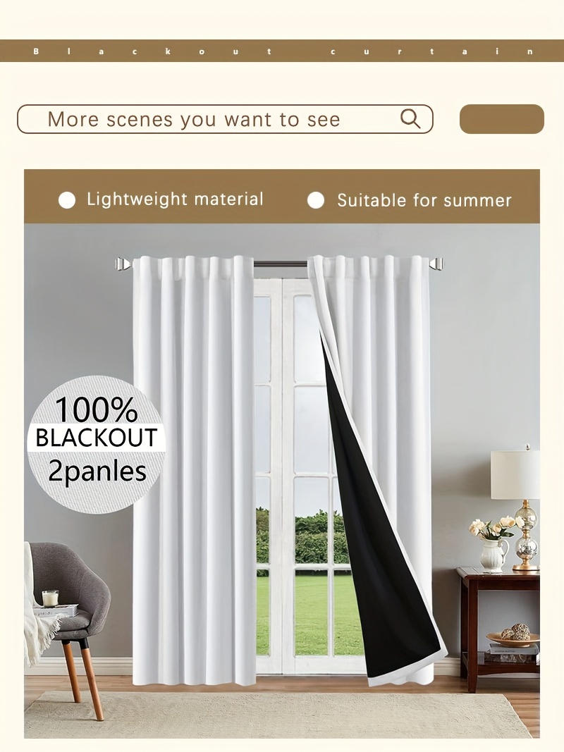 2pcs modern blackout curtains thermal insulated twill weave polyester noise reduction light blocking for living room bedroom study hook   pocket hanging     theme details 7