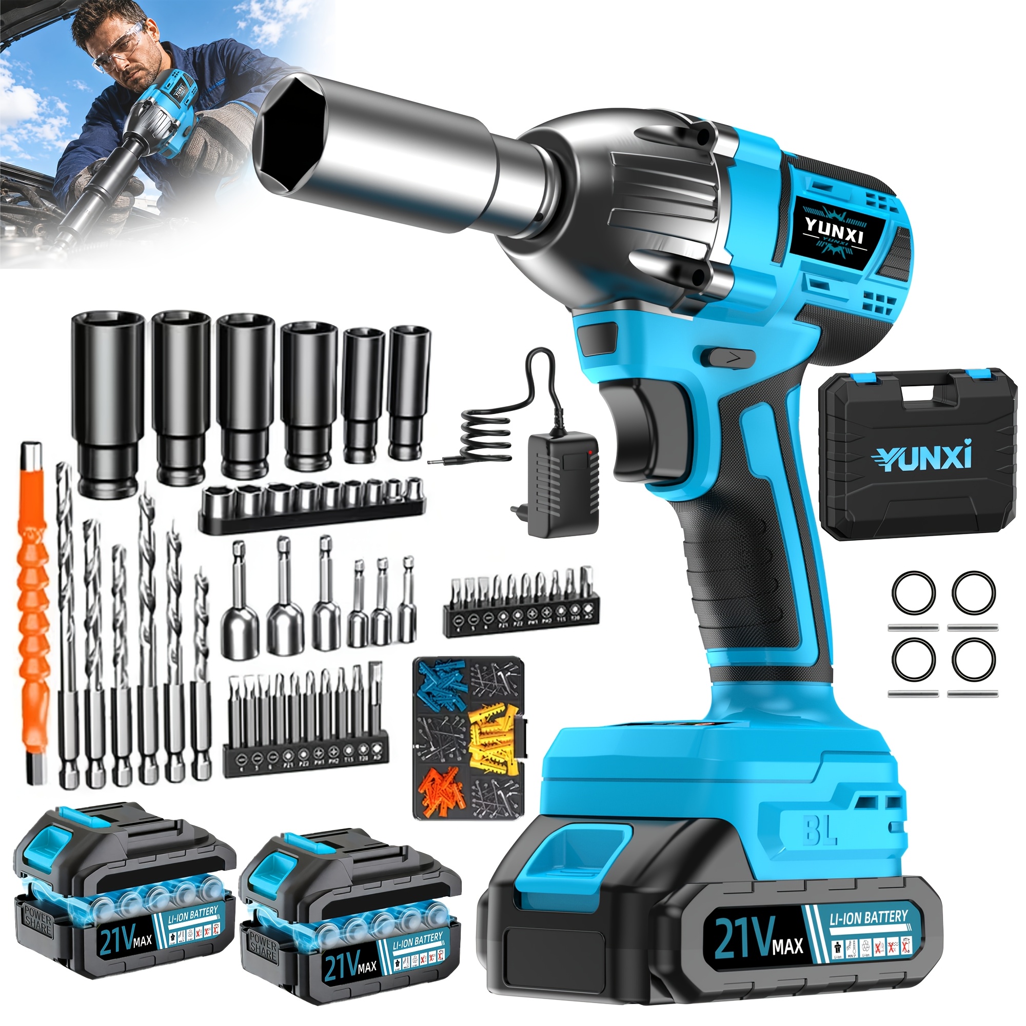 Image of New Brushless Electric Wrench, Screwdriver Drill Set, Suitable For Car Maintenance, Furniture And Scaffolding Installation, Power Tool Gift Set, Suitable For Car Tires/household Use, Optional