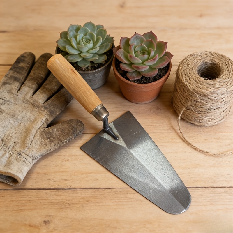 Image of 1pc Professional Heavy-duty Metal Masonry Trowel For Tile & Plastering - Reinforced Mortar Tool With Ergonomic Wooden Handle - Non-electric Cement Spatula, Stucco Applicator, Brick Laying Kit