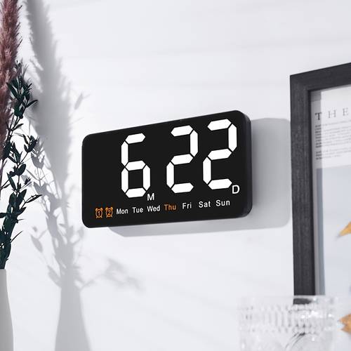 led digital wall clock with large display large automatic brightness 12 24 hour format modern small silent clock suitable for room bedroom classroom farmhouse kitchen office