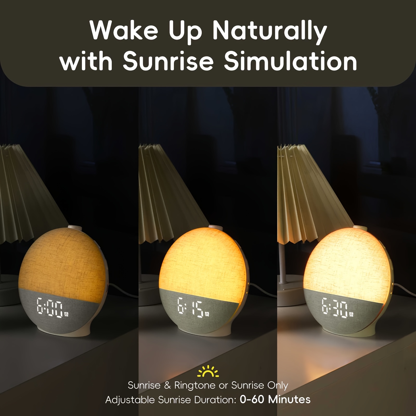 Sunrise Alarm Clock White Noise Sound Machine, Natural Wake Up Light with 30 Soothing Sleep Aids