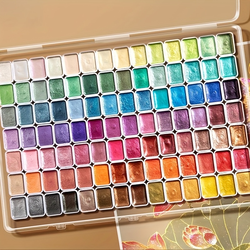 98-Color Solid Opaque Pigment Set for Art Students, Portable Watercolor Tool