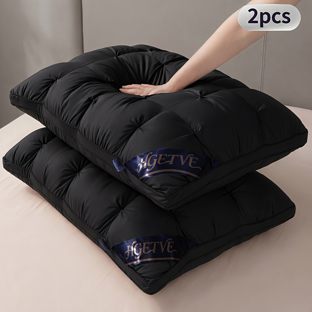Image of 2pcs High-end Hotel Pleated Pillow Core, Fluffy Sleep Aid Neck Support, Nap Dorm Student Home Use, Multiple Colors And Sizes , Suitable For King Bed