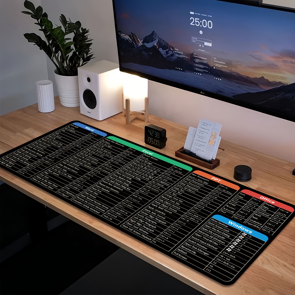 TEMU Tapis de souris 1 pièce avec raccourcis Windows pour grandes fenêtres, Tapis de souris avec raccourcis pour logiciels de bureau Word, Excel, PPT