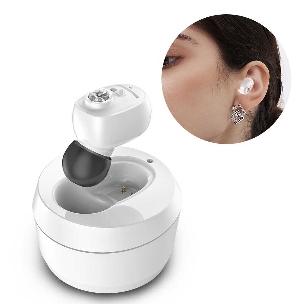 Rechargeable Hearing Amplifier with Charging - Invisible In-Ear Sound Enhancer, Adjustable Volume Control & Long Battery Life Suitable for Daily Use, Outdoor, Family Gatherings - Low-Voltage for s & Seniors