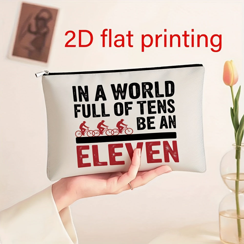 E-shop 2D Unisex Make-up Tasche, cooles "Do Eleven" Textmuster Kulturtasche, Aufbewahrungstasche für kleine Gegenstände - Ideales Geschenk für