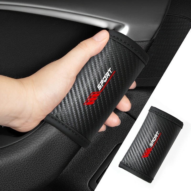 TEMU 2pcs Pu Carbon Fiber Texture Car Door Handle Protectors - Non-slip Pu Leather Suitable For Most Vehicles, Door Handle Compatible For Cars,