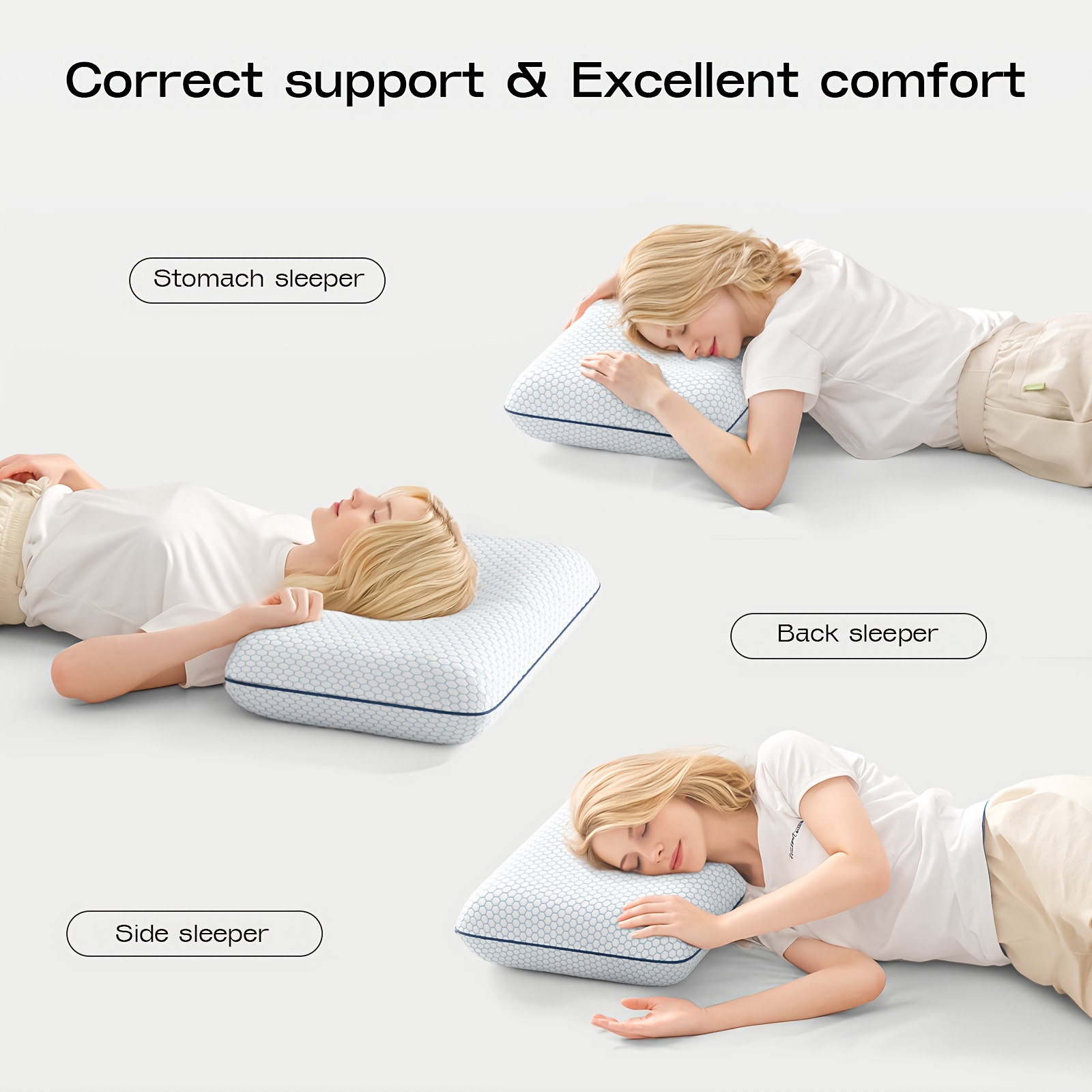 1pc Slow Rebound Pillow, Deep Sleep Pillow to Protect the Cervical Spine and Assist Sleep for Adults, Modern Leisure Bread Double-sided Pillow, Zero Foam Sponge Pillow.