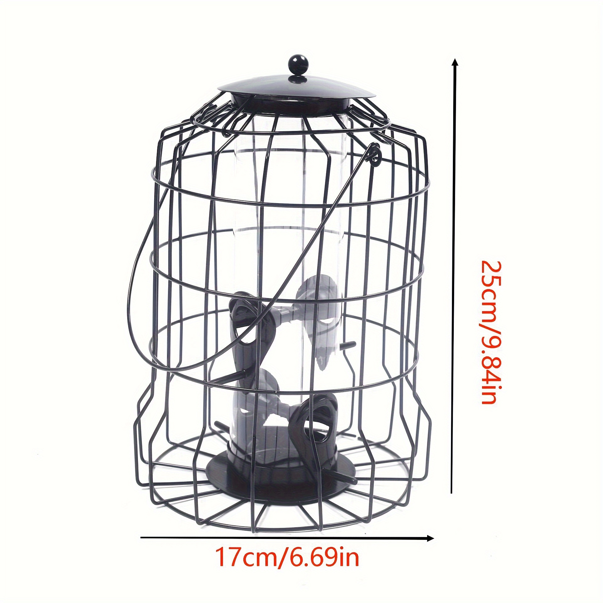 1pc Bird Feeder Caged Bird Feeder For Outdoorhanging With 4-port Feeding Tube Wild Birdfeeder Squirrel Proof Bird Feeder Metal Cagedbird Feeder Bird Feeders Rain And Rustresistant Bird Feeder