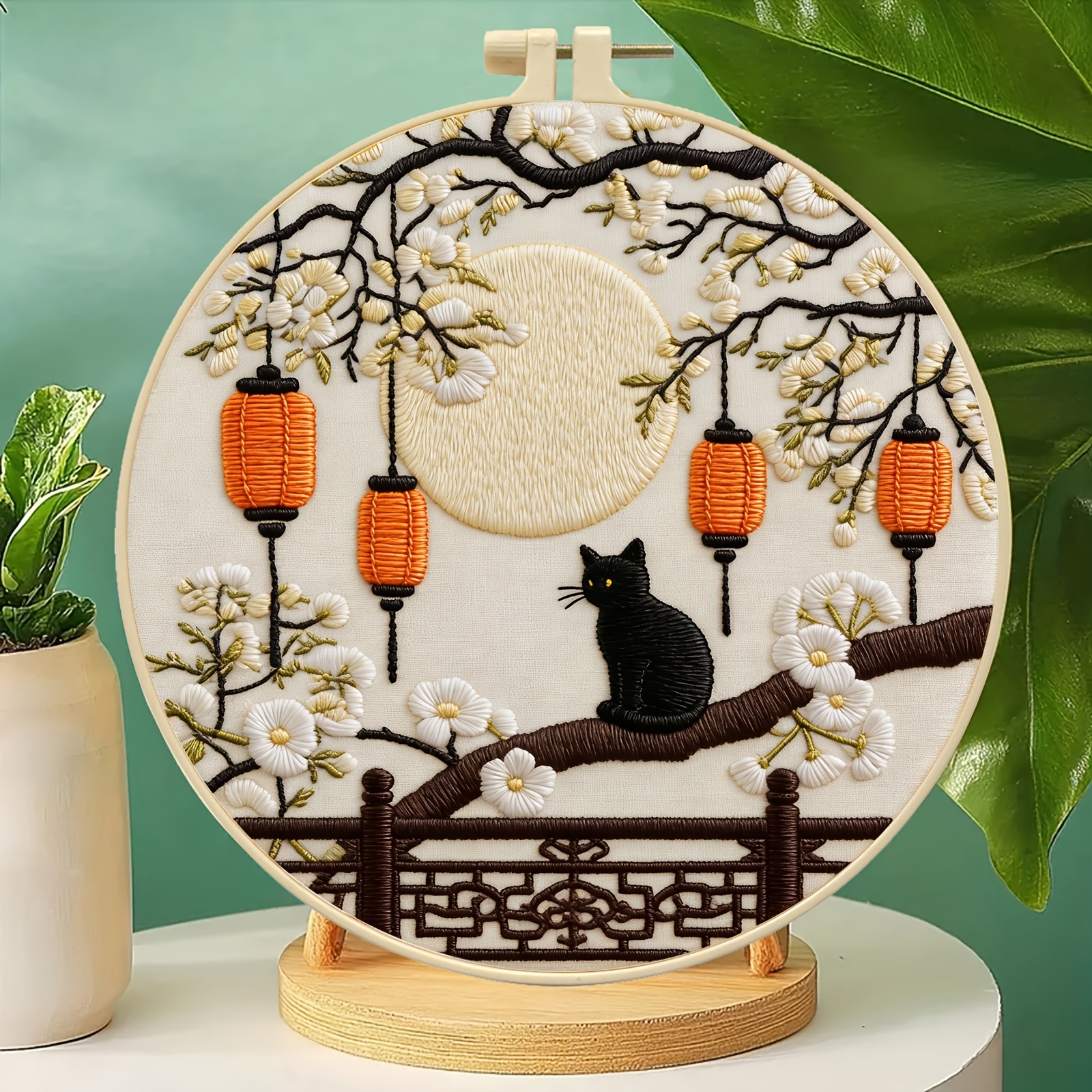 TEMU 1 Set Printed Embroidery Kit Cat Pattern Hand Embroidery Kit, Suitable For Embroidery Enthusiasts Adult Beginners, Includes Embroidery Cloth,