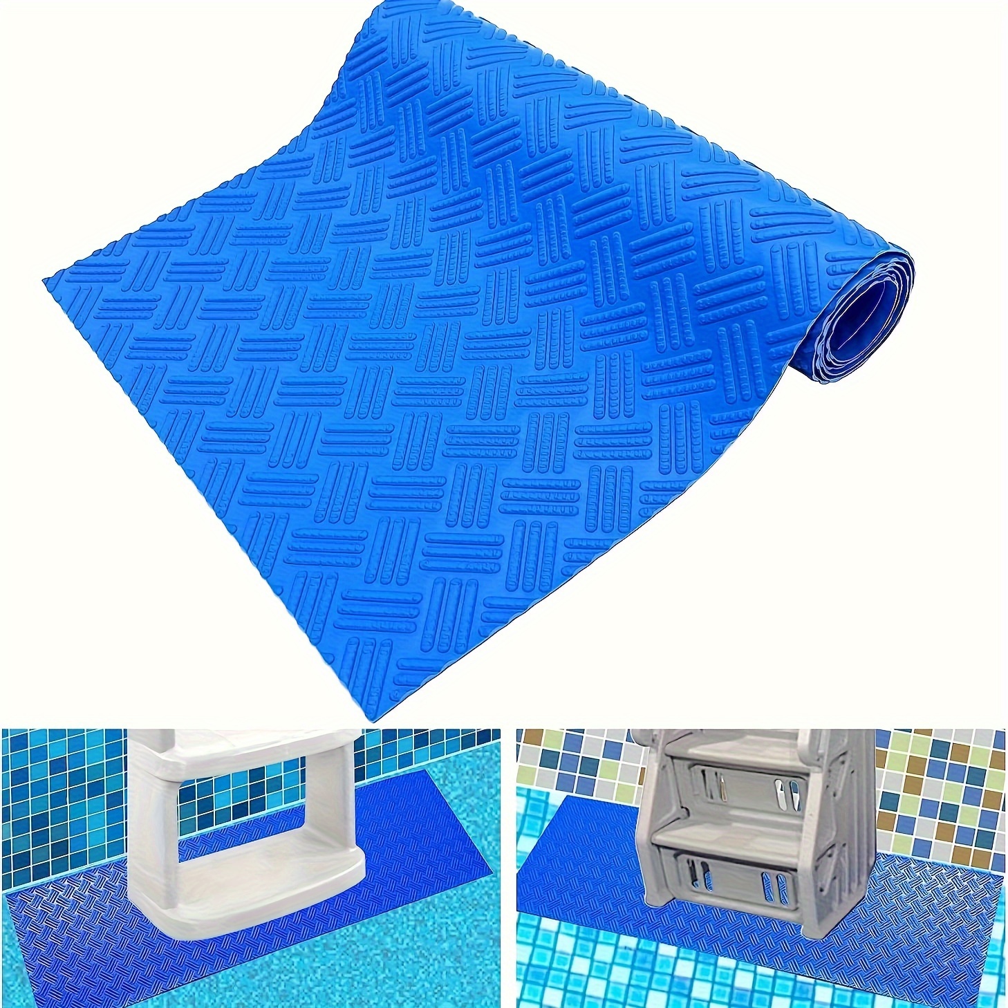 

Protective Mat For Pvc Swimming Pool Ladder, Anti-slip And Wear-resistant Patterned Mat, Available In Blue Color, 9x24 In, 9x36 In, 36x36 In