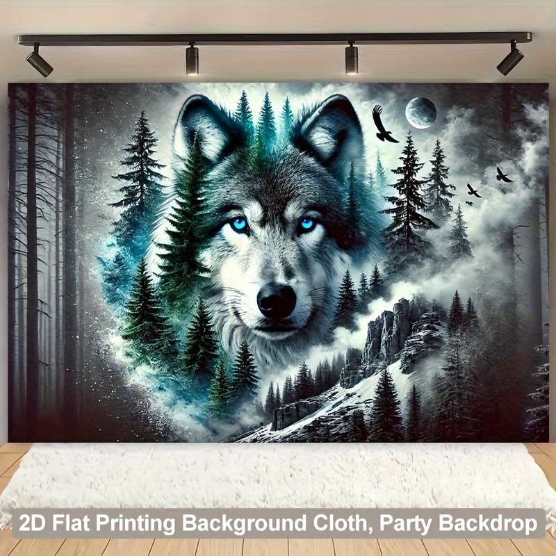 Wolf Tapestry Mysterious Forest Wall Decor For Living Room_voghion.com