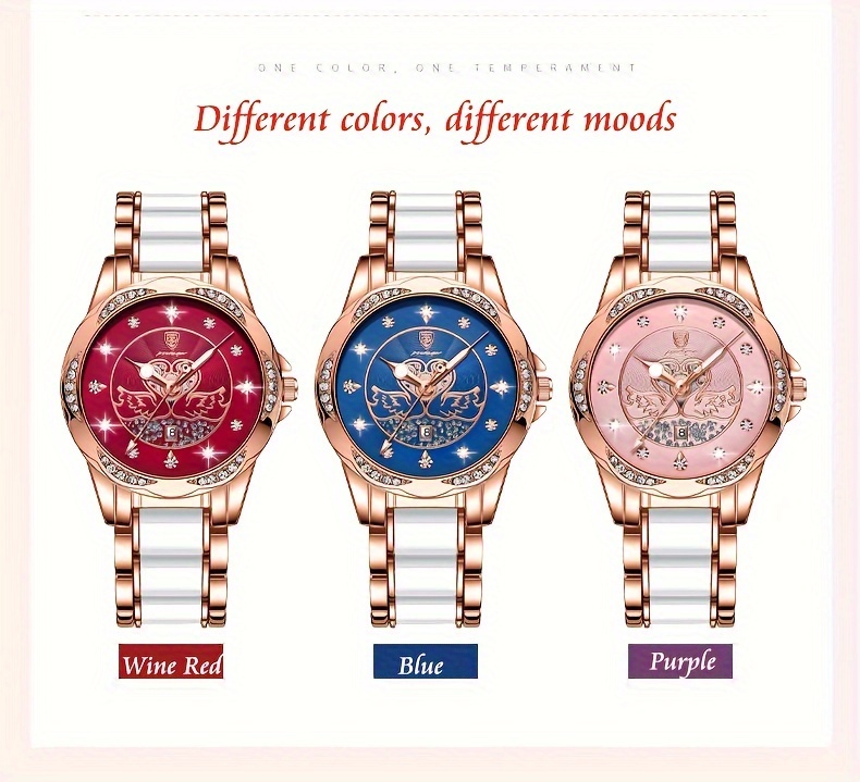 elegant womens quartz watch stainless   calendar feature fashionable design with pink and white accents casual wristwatch elegant   precise   alloy case watch details 4