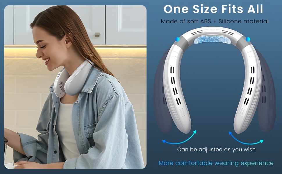 portable wearable neck fan with 360 surrounding cooling plate quiet usb rechargeable air conditioner for men women 4400mah battery 3 adjustable     ideal for outdoor activities office use cooling plate hanging neck fan details 3