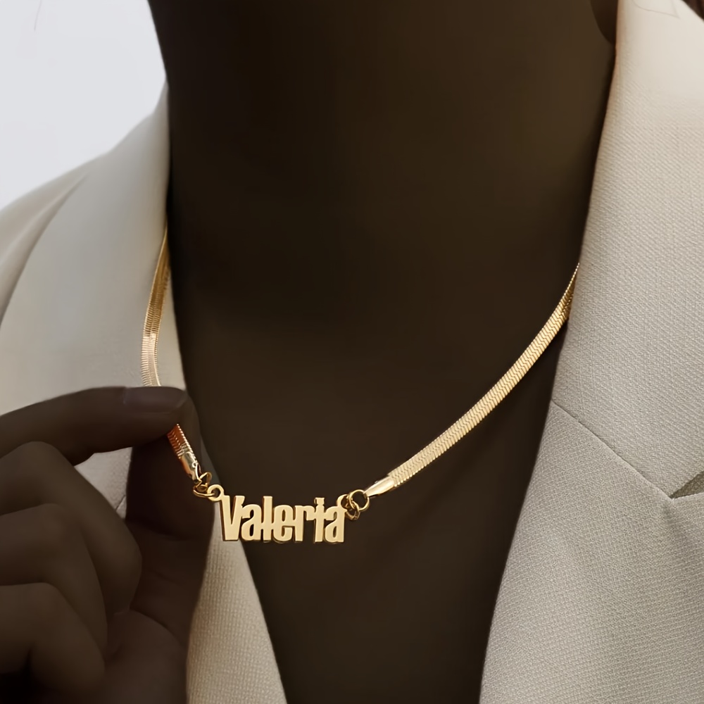 TEMU [Aanpassing] Keten met eigen naam: Gepersonaliseerde naamplaat slangketting, prachtige premium eenvoudige bohemian stijl dames hanger ketting
