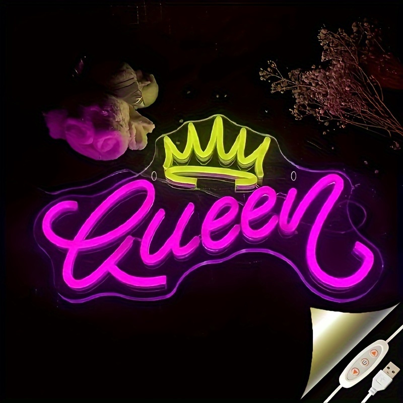 

Queen Neon Signs For Wall Decor, Crown Neon Light Sign Decor, Queen Led Neon Sign For Bedroom Wall Kid Room Living Room Wedding Party Bar Christmas Gift