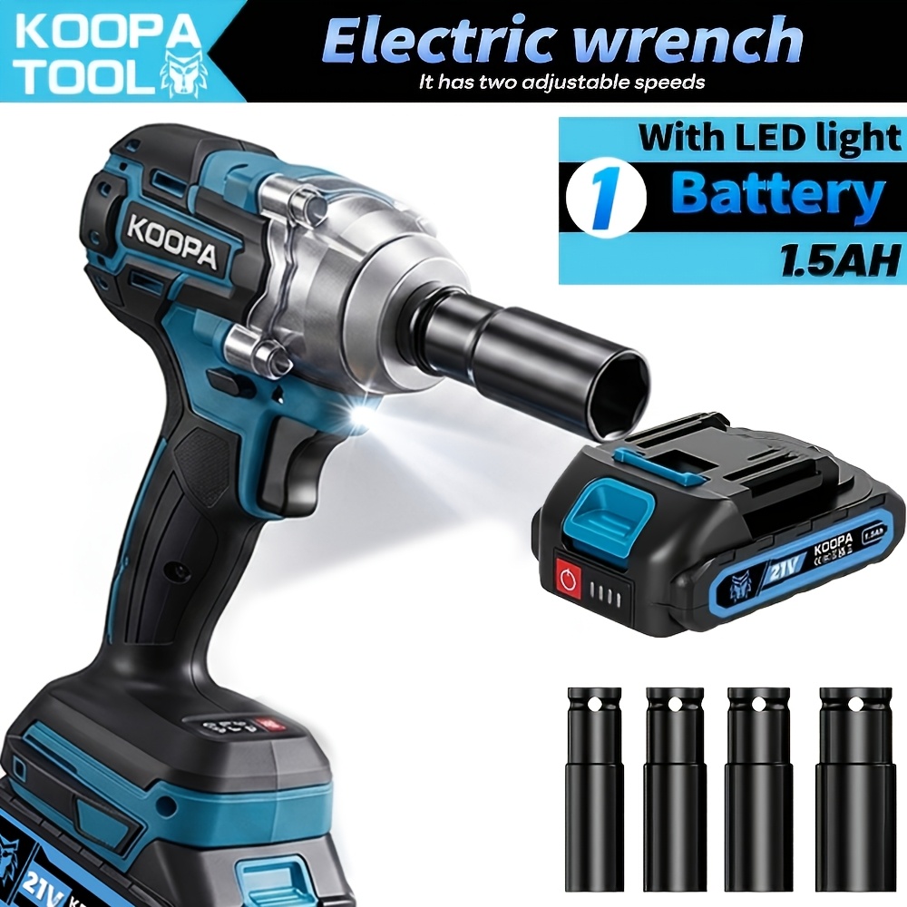 Koopa Tool 1/2 Inch High-performance Brushless Lithium Battery Impact Wrench Socket Set Auto Repair Home Construction Multi-functional Electric Wrench