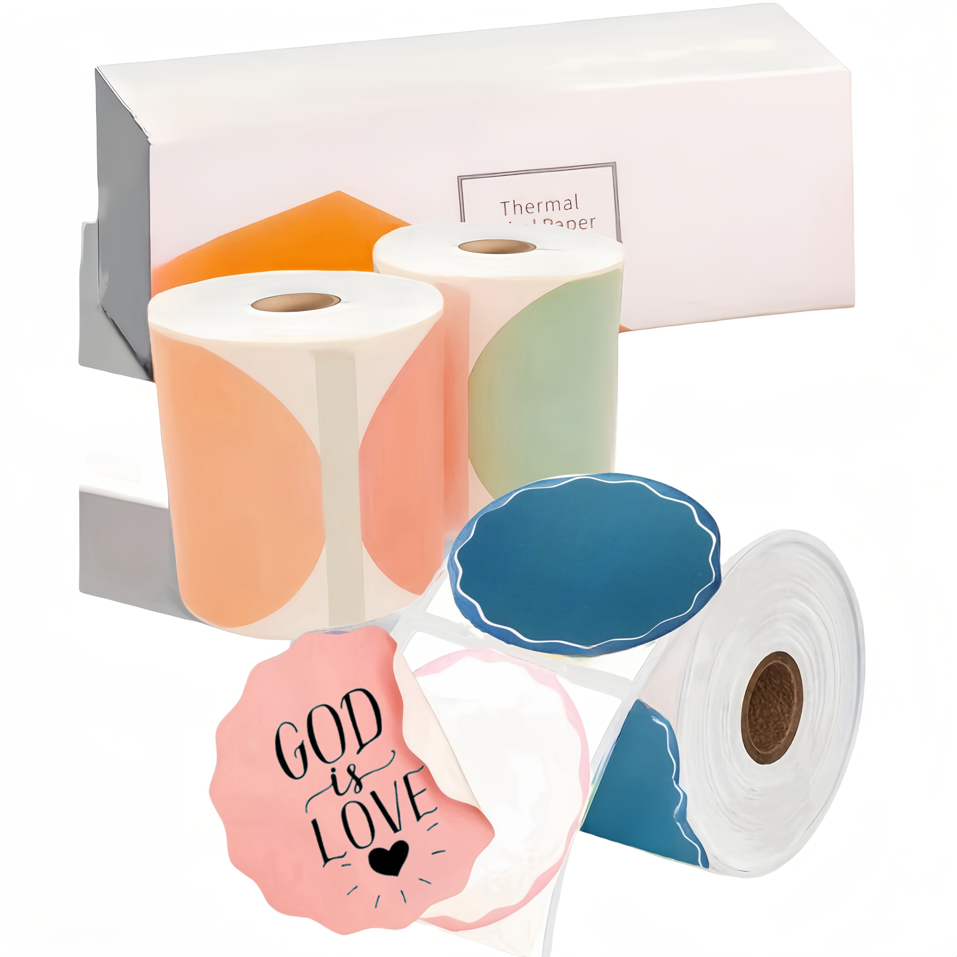 Image of 3rolls, 140 Labels/roll Floral Round Thermal Sticker Labels - 1.97"x1.97"thermal Labels, Suitable For M110/m221/m220/m120/, Suitable For Barcode/address/mailing/sign/commercial/home Labels