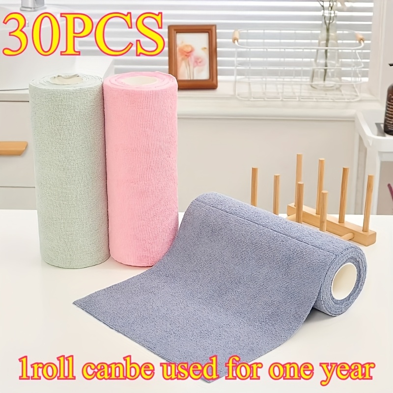 1 roll of 30 reusable cleaning wipes household kitchen cloth car cleaning cloth rv cleaning tools microfiber towel roll dishwasher cloth replacement cleaning supplies cleaning tools