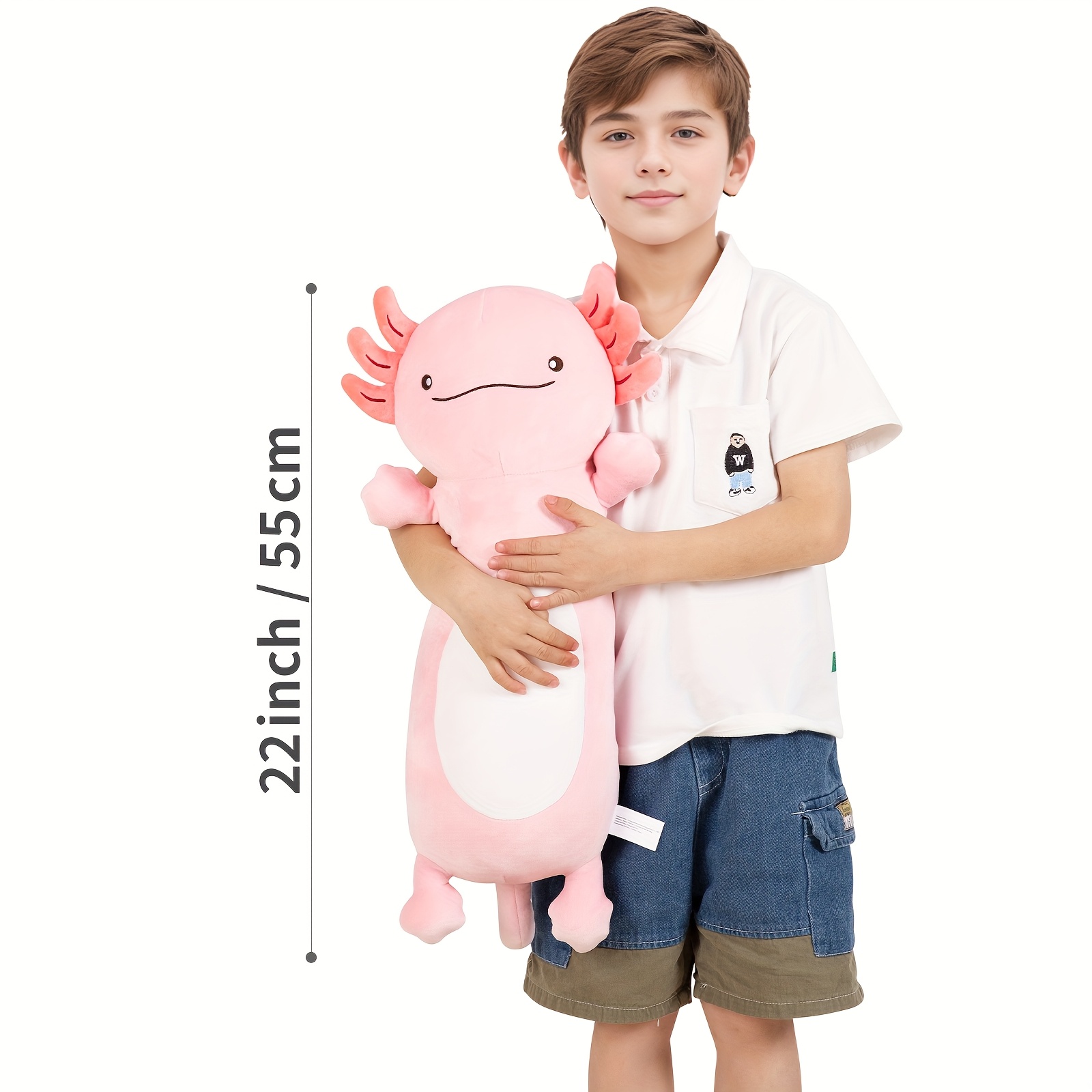 22inch Soft Pink Large Axolotl Stuffed Plush Toy - Realistic Cuddly Salamander Body Pillow For Boys Girls, Birthday & Christmas Gift Suitable For Boys And Girls