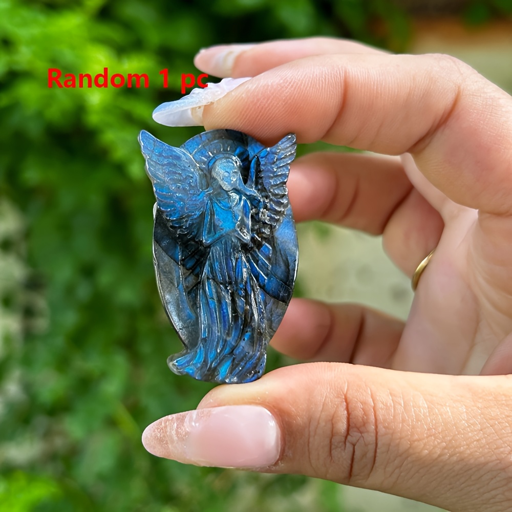 1pc Random Hand-carved Labradorite Figurine - Quartz Crystal Decor, Perfect For , Ideal Birthday Or Holiday Gift