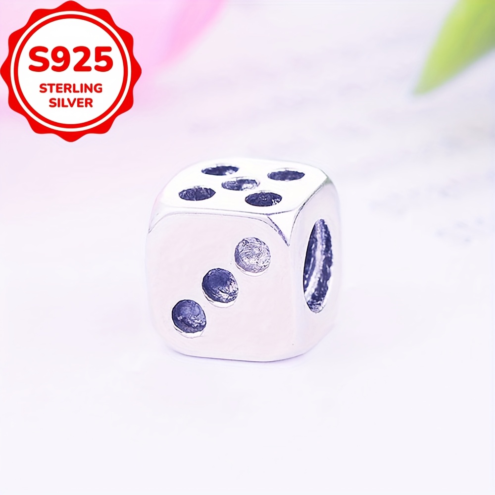 Image of 1pc 925 Sterling Silver Dice Beads For Original Bracelets And Necklaces Friend Jewelry Gift Or Parties Additions