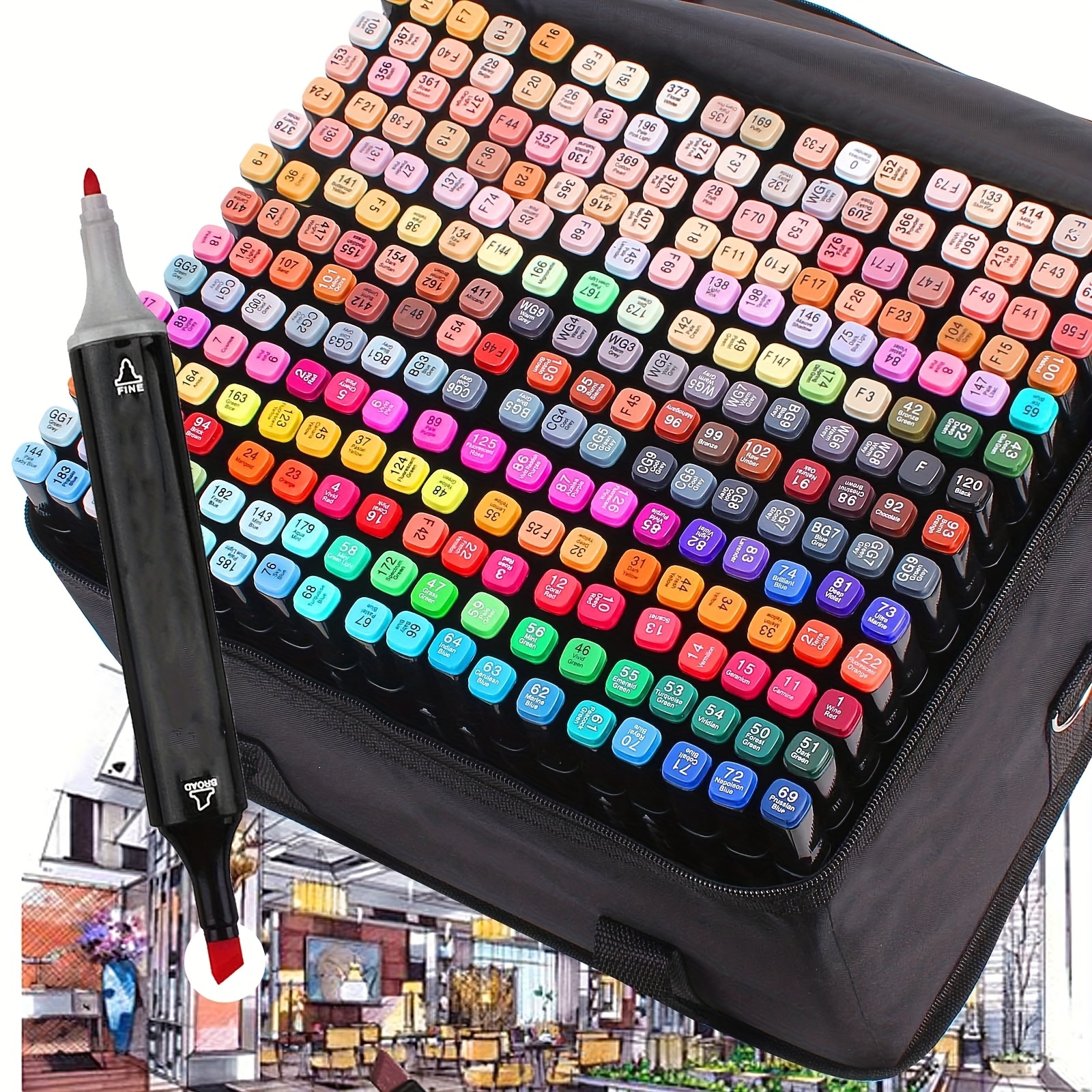

168 Colors Markers Artist Drawing Art For Dual Tip Adult Coloring Painting Supplies Perfect Adult