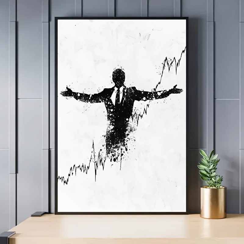 TEMU 2d Flat, 2d Flat, Paintings 1pc Frameless Stock Market Chart Design, Financial Trading Office Decor, Canvas Poster, Modern Home Gift For And