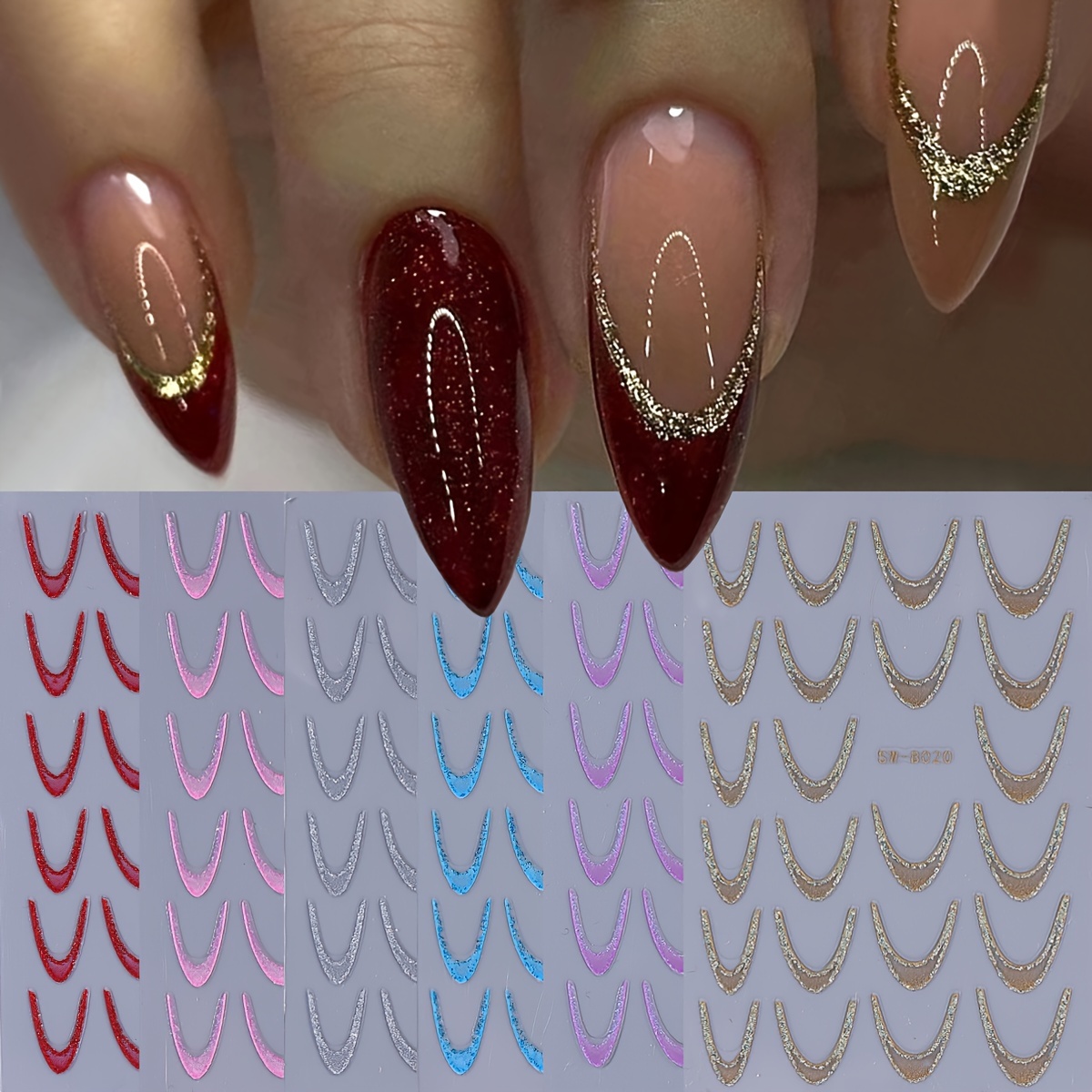 

6pcs Art - 3d In , Silvery, , , Red, Purple - -adhesive Decals For