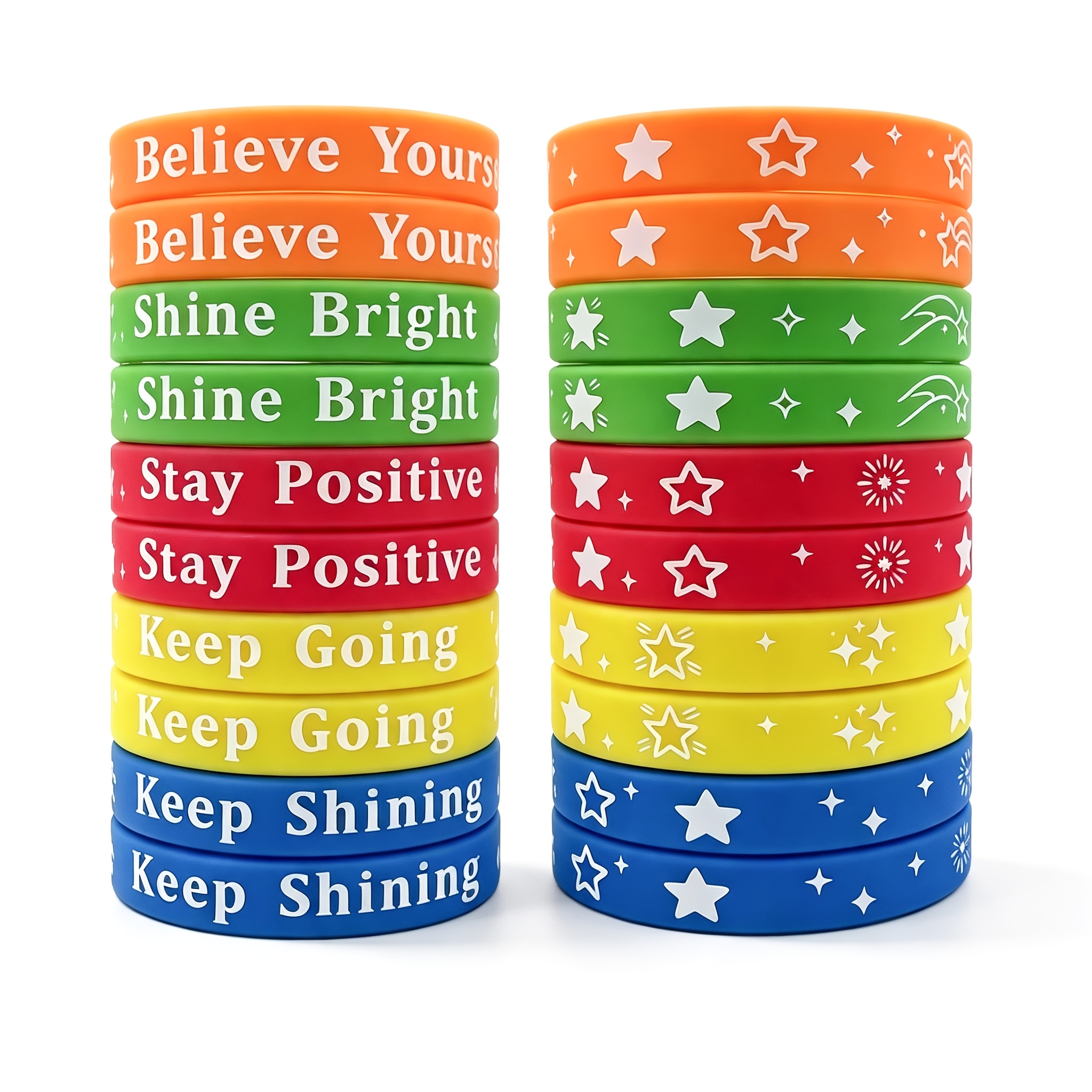TEMU 20pcs Motivational Wristbands Bulk, Inspirational Bracelets With Positive Words, Stretch Elastic Bracelets, Halloween Christmas Party Favors,