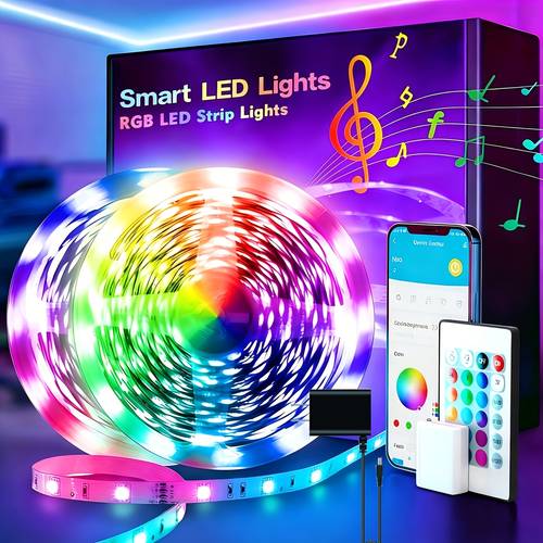 25 200ft smart led strip lights for bedroom music sync and color changing with app control remote included can timing for room decor party decor birthday decor valentines day and new year strip lights