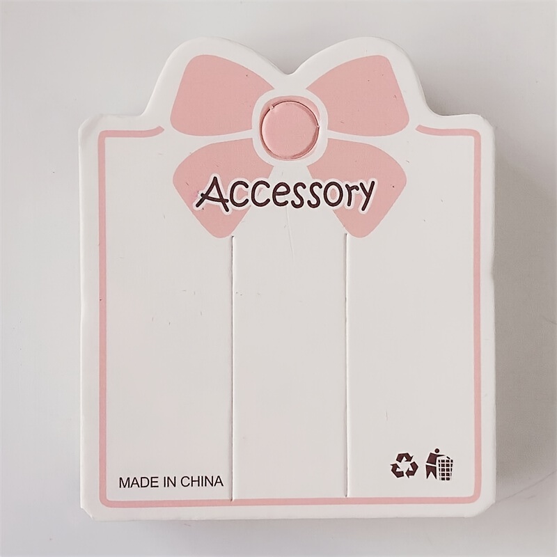 

50pcs Pink Bowknot Jewelry Display Cards - 2-hole Paper Tags For Bracelets, Necklaces, Earrings & Hair Accessories