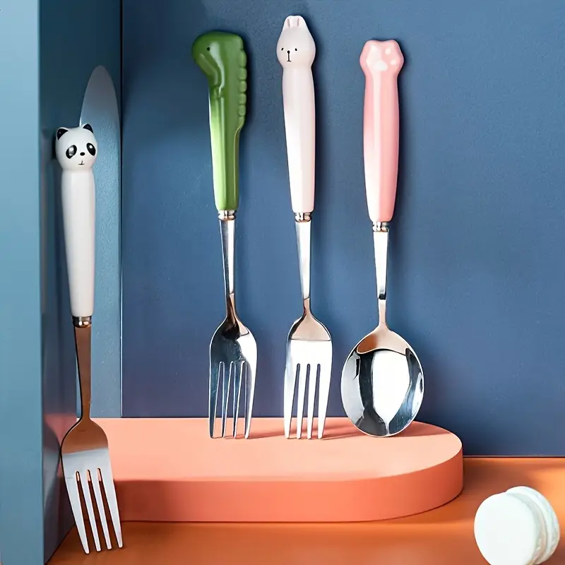 2pcs stainless steel portable cutlery set ceramic handle stainless steel portable cutlery set cutlery spoon and fork outdoor travel spoon school camping weekend travel very suitable Product details 2