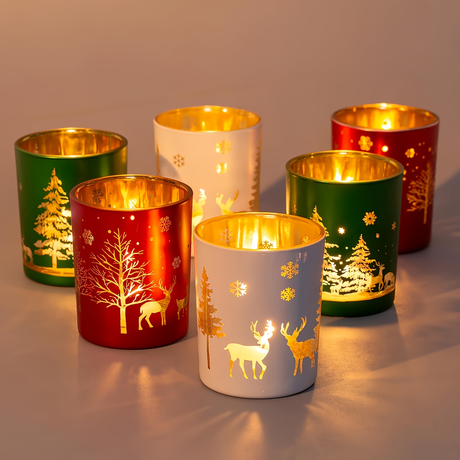 6pcs Classic Electroplated Carved Translucent Vintage Candle Holders For Thanksgiving, Halloween, Christmas, Easter, And Valentine's Day