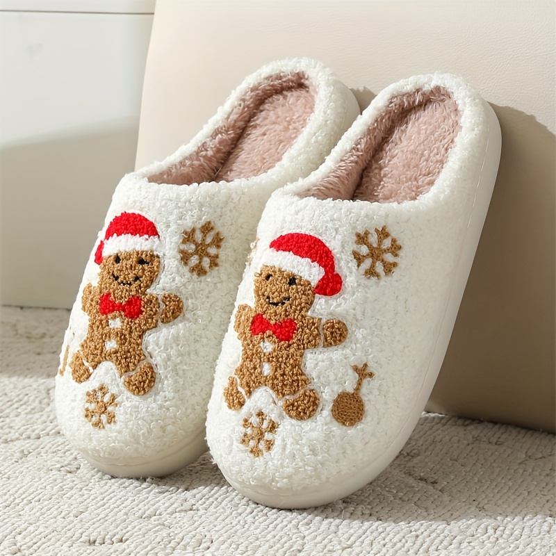 

[customer ] Fireside , Cozy Gingerbread For Man Christmas Slippers - Cute & Warm Plush Home Shoes For Men And Women, Gift, Best For Christmas